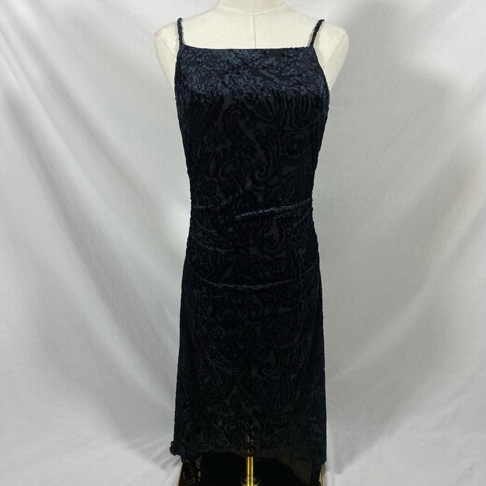 City Triangles black velvet floral maxi dress size medium whimsigoth witchy vtg